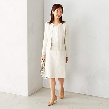 【美品】COMME CA ISM ツイード　ノーカラージャケット ベージュ コムサイズム ノーカラーツイードジャケット ベージュ М - メルカリ